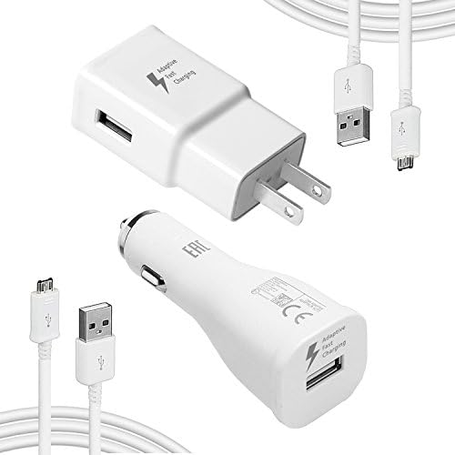 Adaptive Fast Charger Kit Compatible with Samsung Galaxy S7/S7 Edge/S6/Note5/4 /S3, Quick Charge 2.0 Adapter Micro USB 2.0 Cable Kit, YouCoulee (Combo Set (Wall Charger+Car Charger+2xMicro USB Cable))