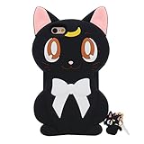 iPhone 6S Plus Case, MC Fashion Cute Japanese Cartoon Sailor Moon Crystal Luna Cat Protective Silicone Case for Apple iPhone 6S Plus and iPhone 6 Plus (Luna-Black)