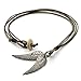 Jovivi Vintage Men's Alloy Double Angel Wings Pendant Cotton Cord Chain Necklace