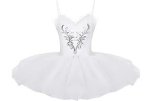 ranrann Women's Swan Lake Strapless Ballet Tutu Skirts Black Dance Leotard Dress