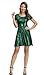 Women Halloween Skater A-Line Costume Scaled Mermaid Short Sleeve Dresses Green 2XL