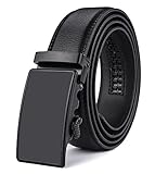 Xhtang Men's Solid Buckle with Automatic Ratchet Leather Belt 35mm Wide 1 3/8