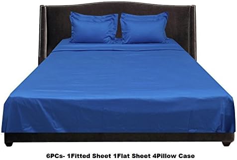 Laxlinen 600TC Super Soft Quality 100% Egyptian Cotton 6PC Bed Sheet Set Solid (Pocket Size: 8 inches) Emperor /Wyoming King, Turquoise Solid