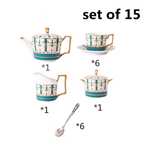 Set Da Tè Europeo Classico 15 pezzi Afternoon Tea Set di bicchieri for caffè Servizio da tè in porcellana smaltata in… - immagine 3