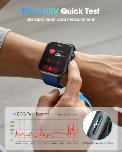 BANLVS 2026 Smartwatch Uomo Salute, ECG/HRV/BMI, Pressione Sanguigna, 1,96" AMOLED Display Orologio Fitness, 24H Frequenza Cardiaca SpO2 Sonno, 140+ Sport, Temperatura, Android iOS Nero