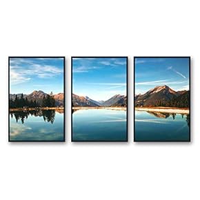 Framed Canvas Wall Art for Living Room, Bedroom Beautiful Nature Norway Landscape Canvas Prints for Modern Home Decoration Ready to Hang - 16"x24"x3 Panels