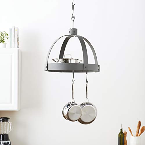 Old Dutch Dome Pot Rack with 16 Hooks, Graphite, 20" x 15.25" x 21