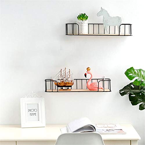 image for VAlink Wooden Iron Storage Holders, Wall Hanging Storage Basket, Flowe