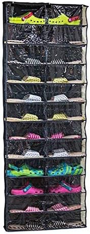 MultiWare 26 Pairs Over Door Hanging Shoe Rack Shelf Storage Organiser Hanging Shoes Foldable Organizer Black