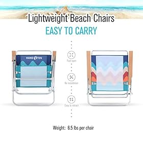 Hang Ten 3-Position Beach Chairs (2-Pack) Lightweight Beach Chair Portable Arm Chairs, Supports 250 LBS 41zMWVXeV3L