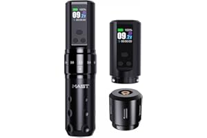 MAST TATTOO Mast Fold2 Pro Tattoo Gun, Wireless Rotary Tattoo Pen Machine, Real 7 Strokes Length, 2 Batteries 2,000mAh Power Supply Extra Battery, Mcore Tattoo Motor P-076