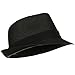 Solid Band Summer Straw Fedora - Black Black W20S58B