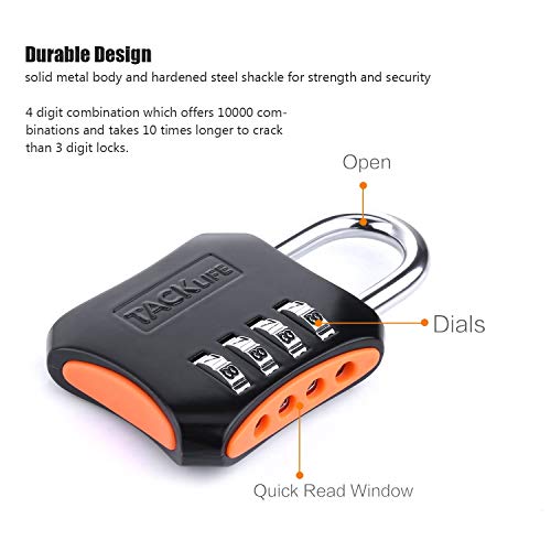 TACKLIFE 2 Pack Combination Lock 4 Digit Padlock for Gym, School, Fence, Case, Toolbox and Hasp Storage-HCL3B