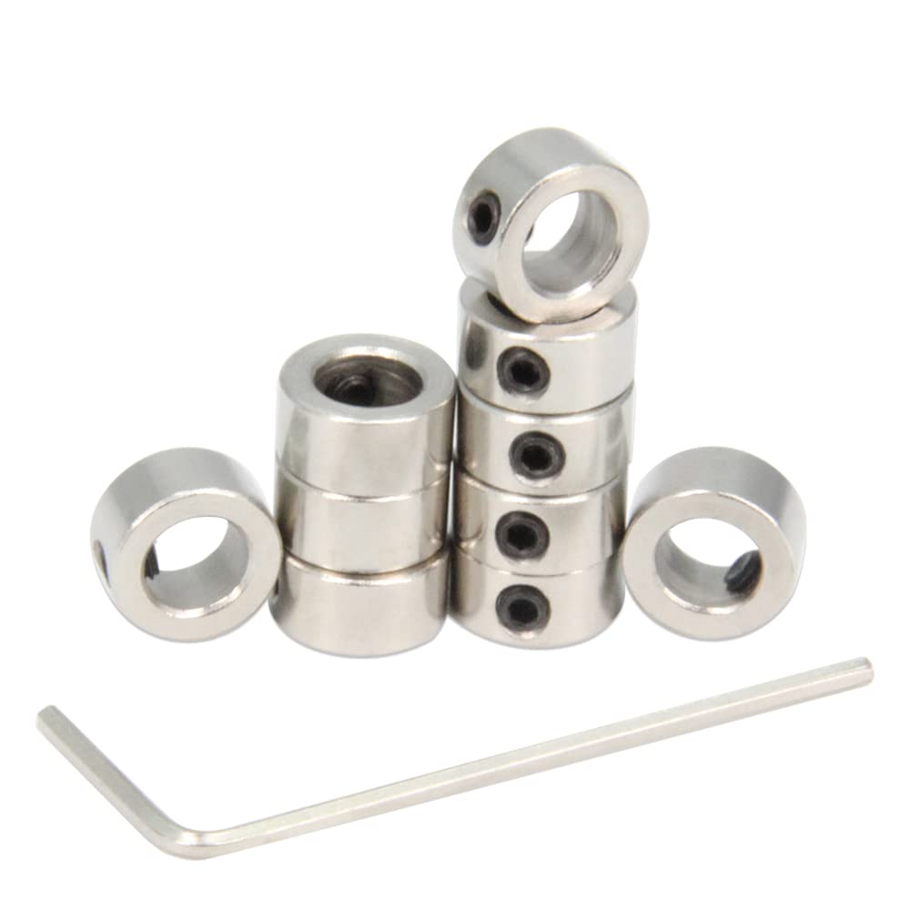 Befenybay 10 Pcs Lock Collar 5mm Shaft Lock Collar T5 Lead Screw Lock Ring for CNC Parts (5mm-Silver)