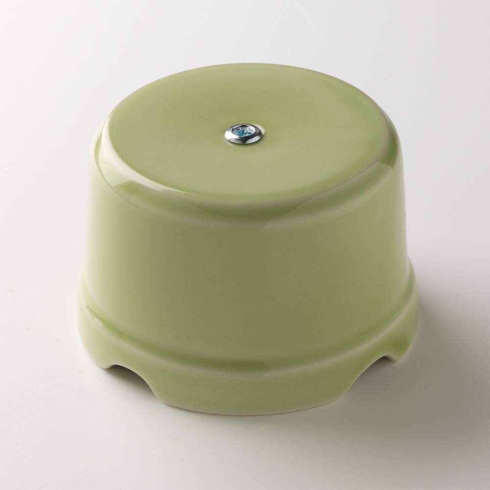 Klartext - Belle ÉPOQUE Vintage Style Junction Box for Textile Cable Installation Made of Fine Porcelain Handmade, Glossy Green, Ø75 mm