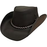 Leather Cowboy hat for Men & Women Durable Handcrafted Lightweight Shapeable Classic Western Hats for Men