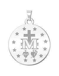 PicturesOnGold  Medalla milagrosa de color redondo   Disponible en oro amarillo o blanco macizo de 14 quilates, o plata de ley