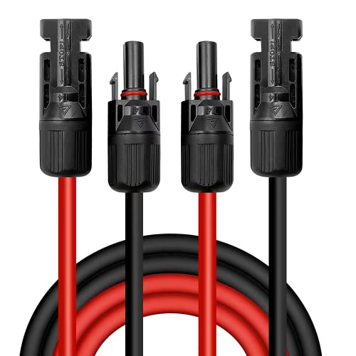 Solar Cable 4 mm²/6 mm², Solar Cable Extension 1/2/3/5/8/10/13/15 m, Solar Cable Extension Cable (Red/Black) (4 mm²5 m)