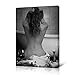 HOMEOART Bathroom Decor Poster Woman Painting Canvas Prints Framed Gallery Wrapped 24x36 Inch Black And White