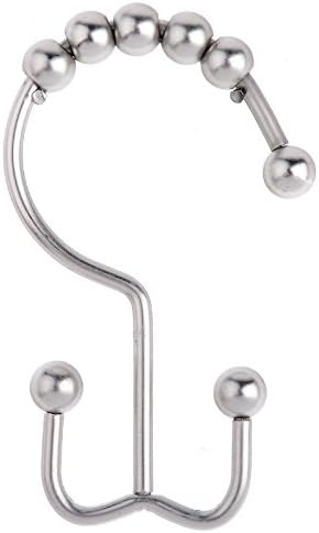 Cren® Double Glide Shower Curtain Hooks Ring, Brushed Nickel, Set of 12