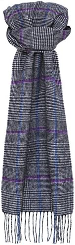 Hemley Men's Cashmere Blend Houndstooth Tartan Scarf Gray One Size