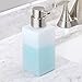 mDesign Foaming Soap Glass Dispenser Pump Bottle for Bathroom Vanities or Kitchen Sink, Countertops - Pack of 2, Square, Frost/Brushed