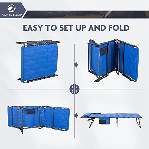 ALPHA CAMP Outdoor Folding Chaise Lounge Chair Support 400 LBS for Beach Lawn Pool Tanning Deck