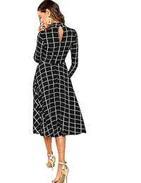 Floerns vestido de cuello alto a cuadros para mujer