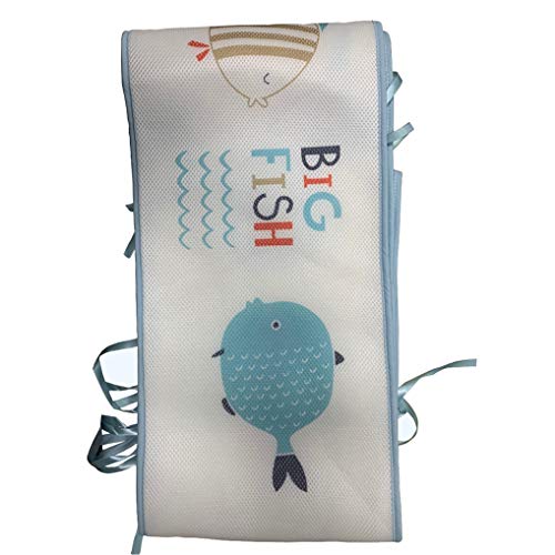 Wenosda Baby Cot Bumper Breathable Crib Enclosure 3D Sandwich Mesh Liner for Infants Baby's Bed Suitable for All Seasons (Fish Pattern, 30029cm/11811.5in)