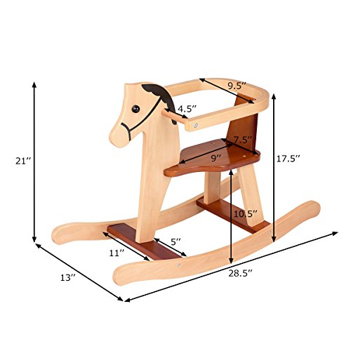image for Costzon Wood Rocking Horse, Rock and Ride Chair for Baby Toddler Nurse