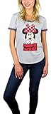 Disney Womens Mickey Mouse Burnout Ringer Tee (Medium, Minnie Heather Grey)