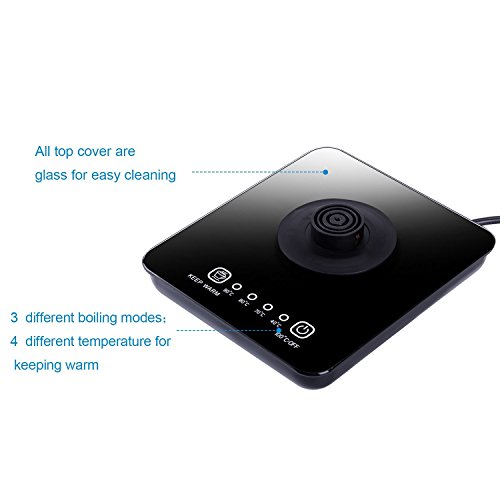 [- Electric Cordless Glass Kettle,KINDEN Tea Kettle with Blue Illumination LED Light,Temperature Co