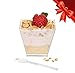 Ilyapa 2oz Plastic Dessert Cups - 50 Pack Mini Dessert Cups with Spoons - Clear Reusable Small Appetizer Cup for Cheesecake Shooters, Chocolate Mousse, Parfait - Party and Catering Supplies - Square