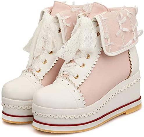 Amazon.com | HILIB Women's Cute Lolita Boots Cosplay Brogue Wedge