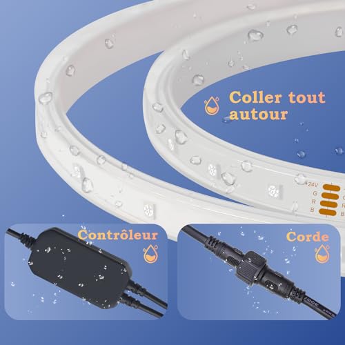 Lichaser RGB+IC IP67 Waterproof Outdoor LED Strip Light Strip DIY Tracking Segmentation with BT APP and RF Remote Control for Outdoor Use (20m)
