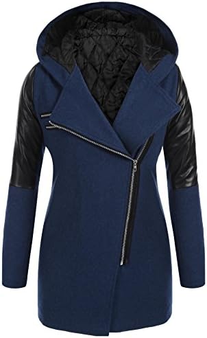 Unibelle Hooded Overcoat Side Zipper Pocket Long Trench Coat Jacket for women Royal Blue M