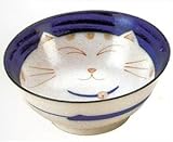 JapanBargain Smiling Blue Cat Porcelain Noodle Bowl