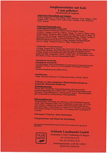 Schkade Landhandel GmbH Junghennenfutter mit Schutz vor Kokzidiose, Alleinfuttermittel ab der 13. Lebenswoche, 2 mm pelletiert, 25 kg – Bild 4