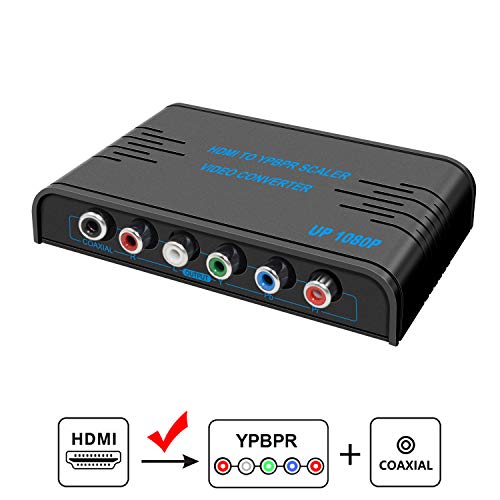 HDMI to YPbPr, HDMI to Component Converter Coaxial and R/L Audio Output, HDMI to RGB Converter Support 1080P@60Hz for DVD PSP Xbox 360 PS2 Nintendo HDTV Monitor