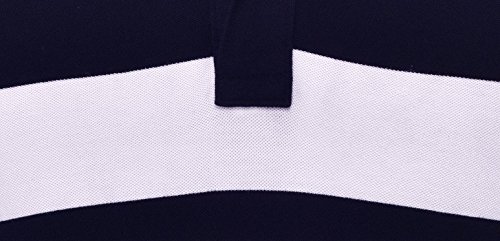 scatchite men&rsquo;s matte half sleeve navy blue with white contrast striped polo t-shirt