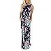 Assivia Women's Floral Print Sleeveless Pockets Tunic Long Maxi Casual Dress Blue Medium