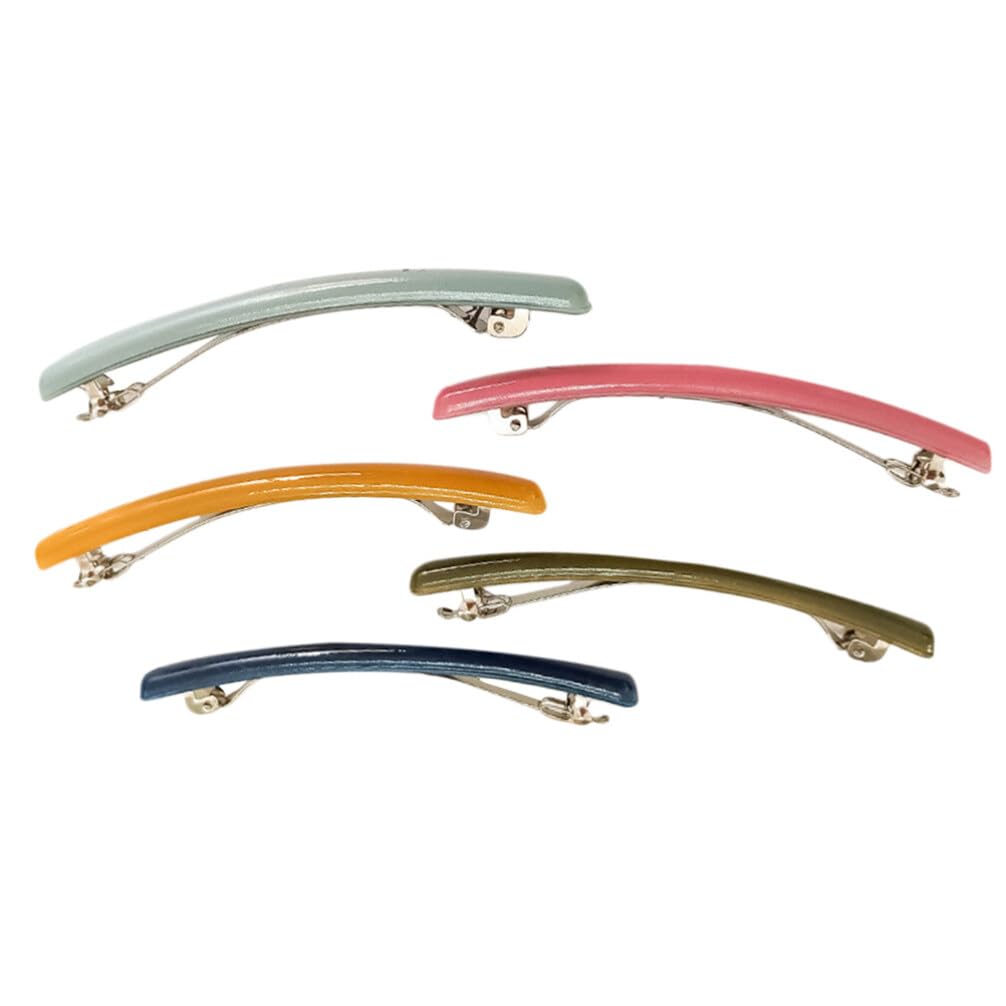 Lurrose Pearl Hair Clip 5Pcs French Hair Barrette Tortoise Shell Hair Clips Fashion Hair Pin Automatic Clasp for Women Girls (Random Color) Banana Hair Clip