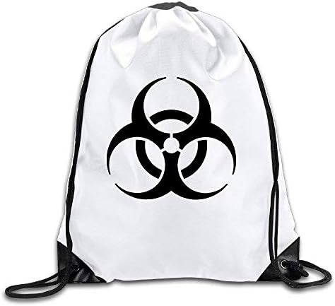 Liumiang Eco-Friendly Pirnt BYDHX Resident Evil Biohazard Symbol Logo Exotic Drawstring Backpack Bag White