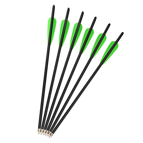MILAEM 12 Pack Crossbow Carbon Arrows 16" 17" 18" 20" 22" Lightweight Crossbow Bolt Fletched 4 Inch Vane with Replaced 3 Blade Broadheads (Green and Black 3, 16 inch)