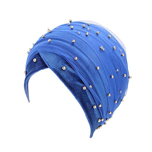Sunny&Love 2018 Women Hooded Scarves Turban Cap Muslim Hijab Wrap Head Scarf Tie Hat Headwear (Blue)