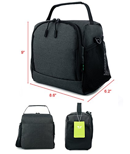Insulated Lunch Box F40C4TMP Tote Cooler Bag Medium For men adult women kids bento box Grey, Medium