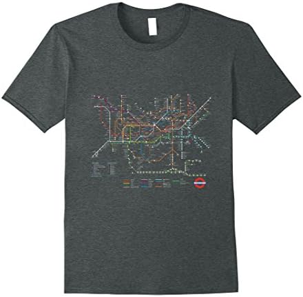 Mens London Transport Map T-Shirt Train Tee XL Dark Heather