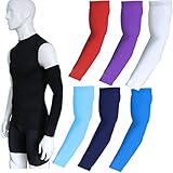 COOLOMG (1 Pair) Compression Arm Sleeves for Basketball Football Baseball and Other Activities, 30+ colors,Youth & Adult Sizes Available