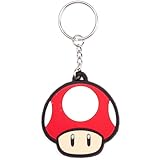 Bioworld Nintendo Super Mario Bros. Red Mushroom Rubber Key Chain