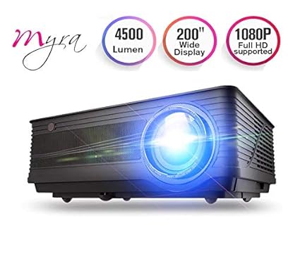 Myra Q5 1080P LED Projector 4500 Lumens Video Projector Support 4K Video Zoom Function 50,000Hrs with High Quality HiFi Sound